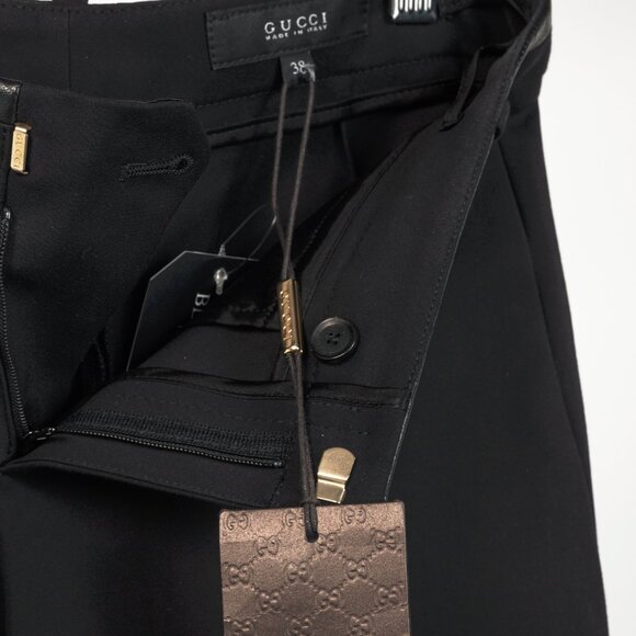 Gucci PF/13 Black Cotton-Blend Leather-Trim Cropped Riding Pants - Picture 9 of 12